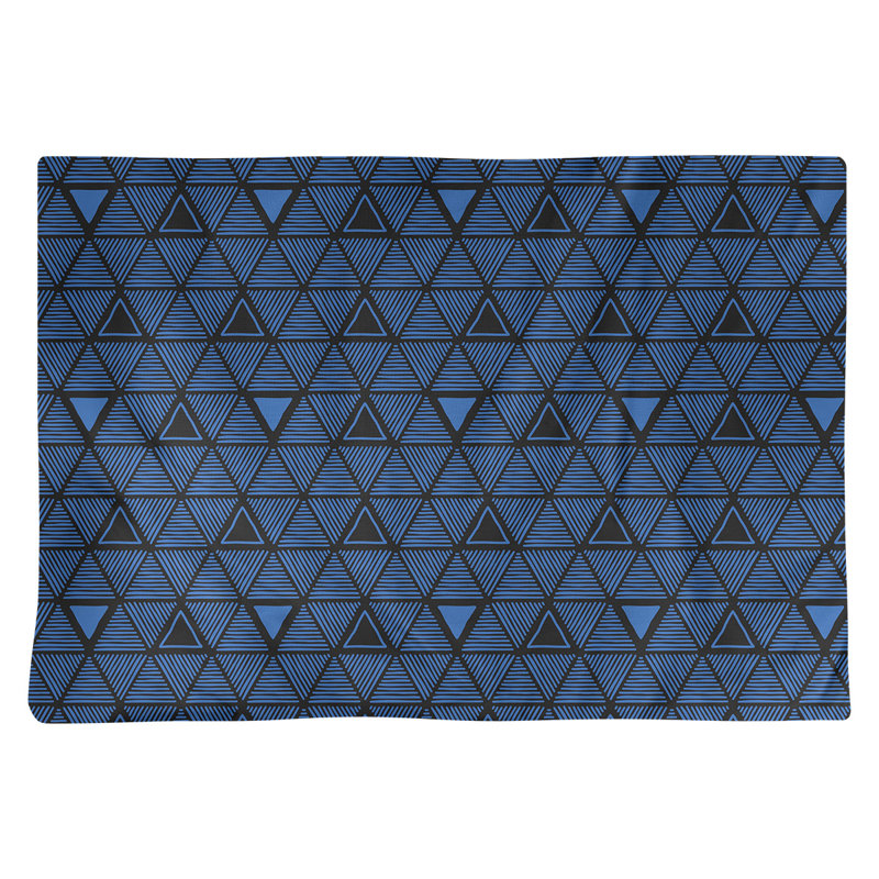 Napperon de 18 po en coton dessiné à la main triangle, Bleu/noir, Coton