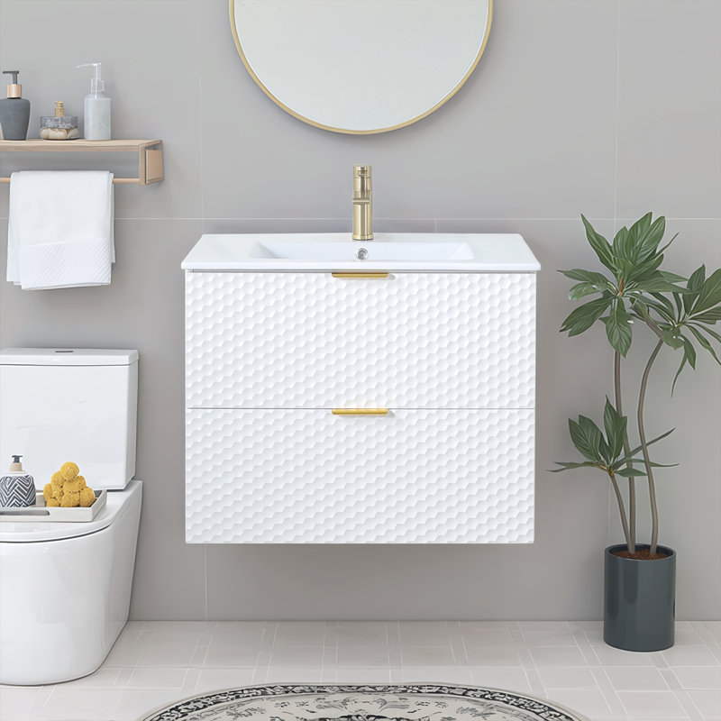 30 " White Wall-Mounted Single Bathroom Vanity Set