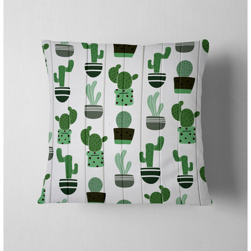 Throw Pillow With Insert, 16"H x 16"W, White/Green Floral 1