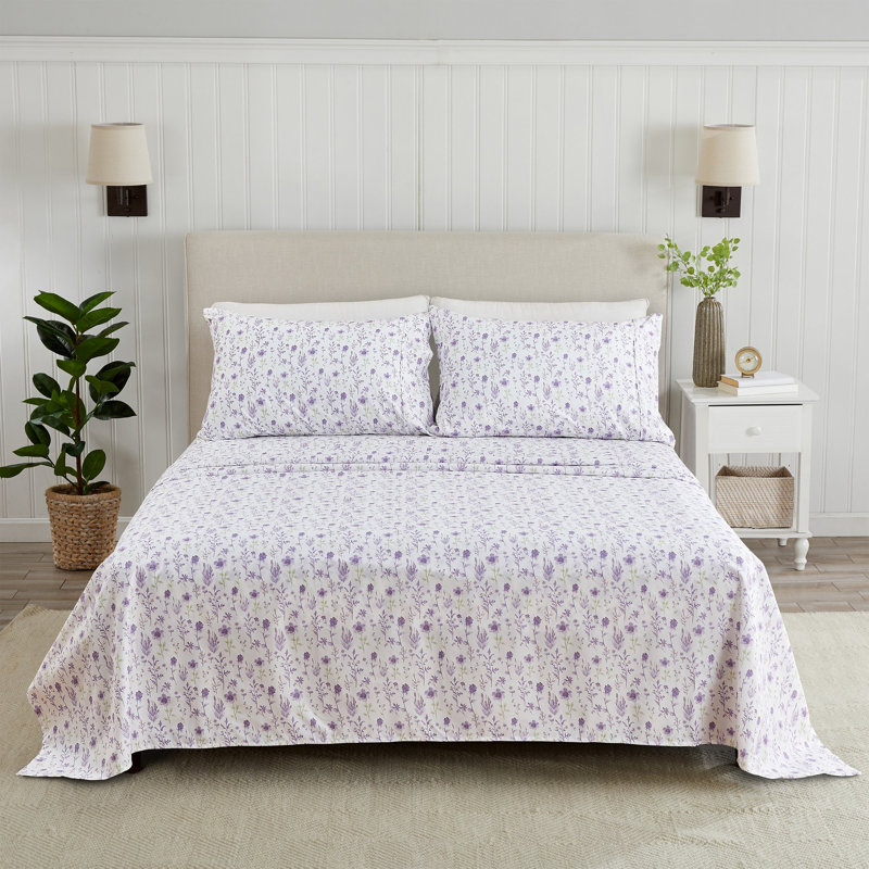 Lavender Floral Twin Microfiber Sheet Set