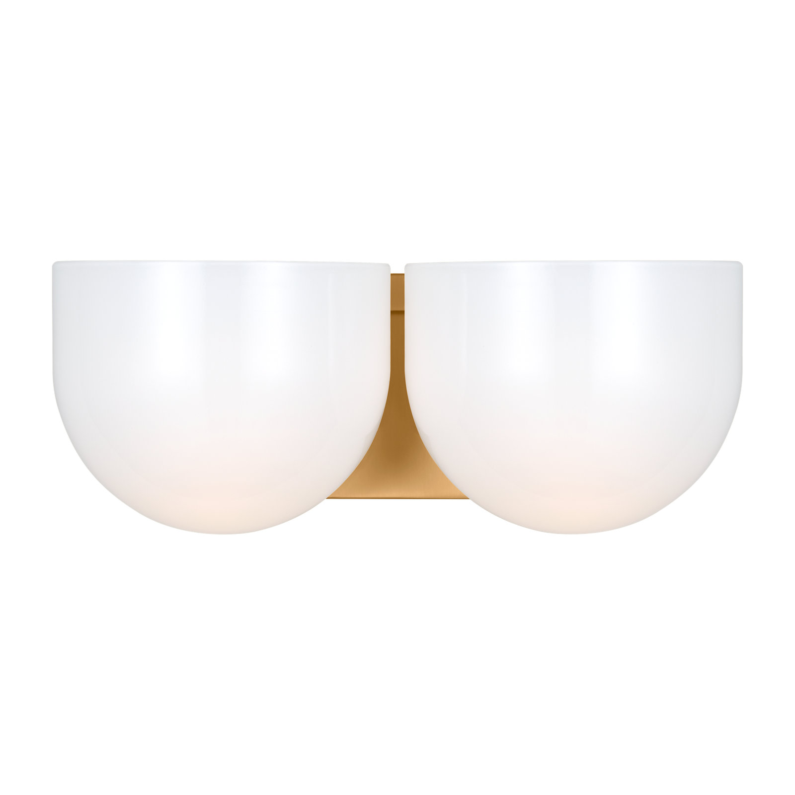 2 Light Frosted Dimmable Vanity Light, Brushed Brass