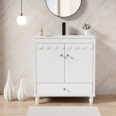 Sharee 30" Single Bathroom Vanity Set With Sink Top, Faucet, Hand Painted