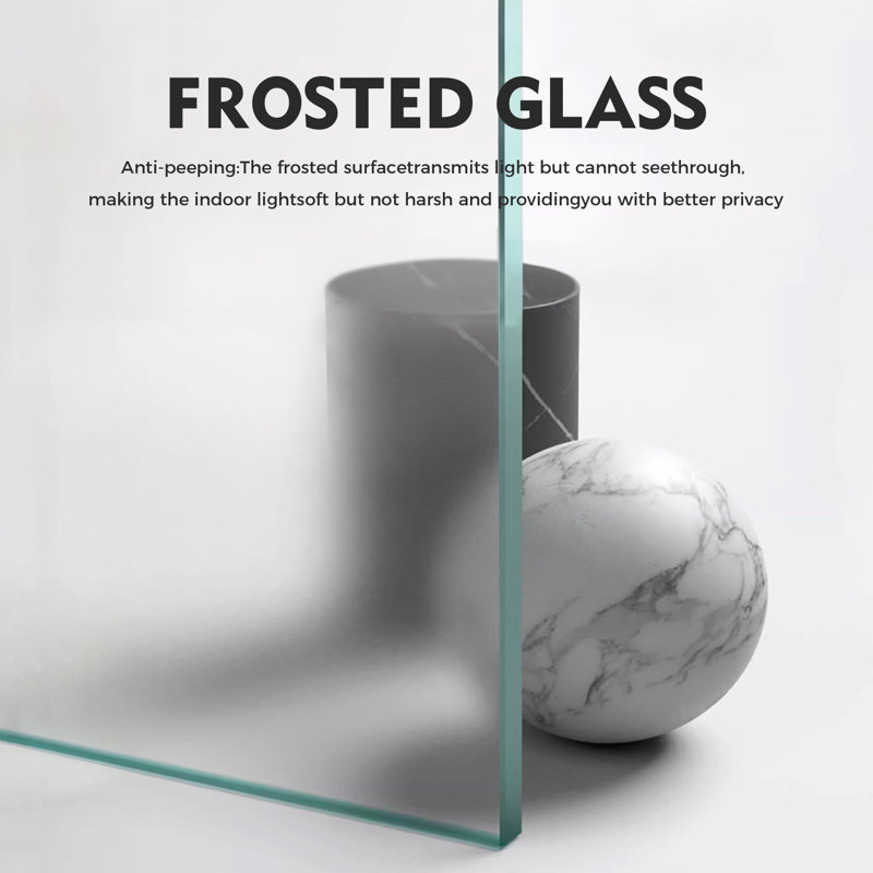 Glass Sliding MDF Barn Sliding Door Hardware Kit, Tempered Frosted Glass, Simple DIY Assembly