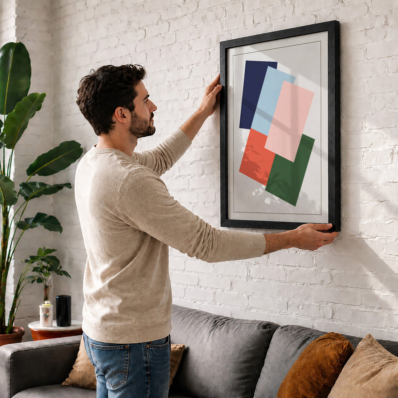 Layered Geometry Minimalist - Print, Black, A3 - 42.0 x 29.7 cm