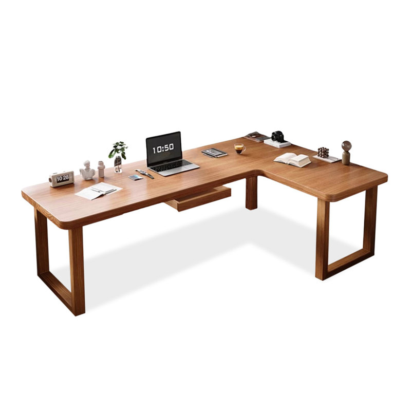 Bureau rectangulaire en L en bois massif, Retour à droite, 29.53" H x 70.87" W x 47.24" D
