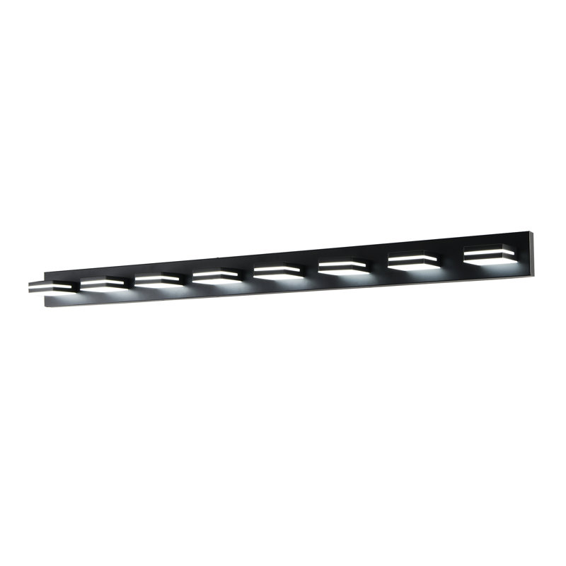 Modern Minimalist 8-Led Vanity Sconce – Black, Bathroom/Mirror Use, Matte Black