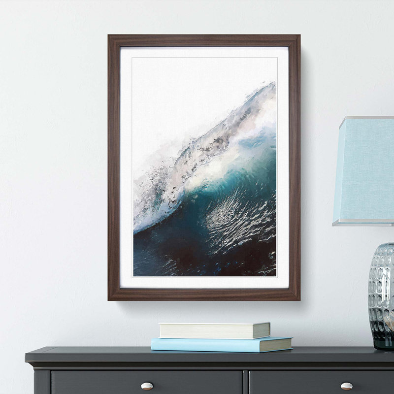 Under the Wave in Abstract - Picture Frame Graphic Art Print, 87cm H x 62cm W x 2cm D, Walnut Framed