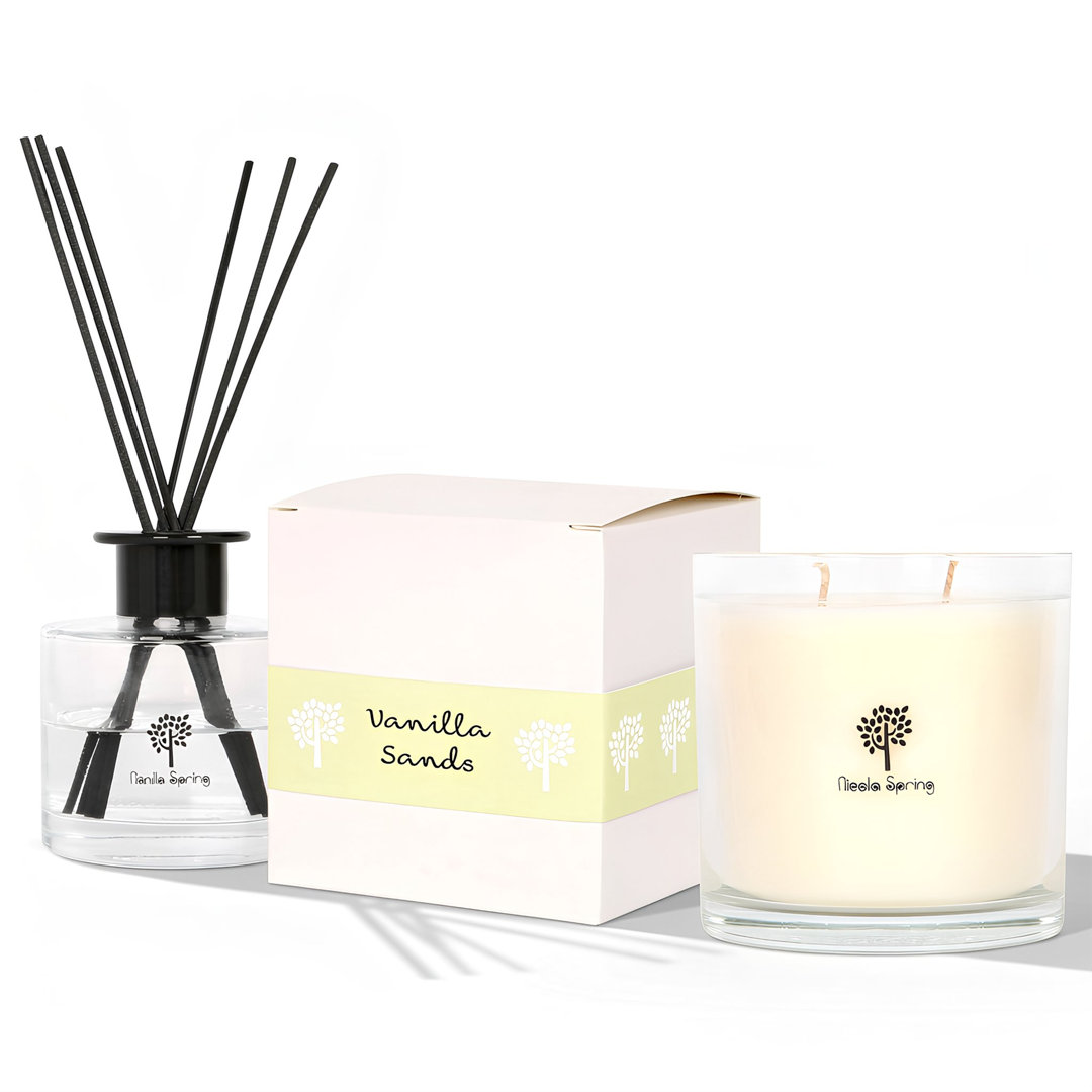 Nicola Spring Vanilla Sands Candle & Diffuser Set - 400g Jar & 200ml Diffuser