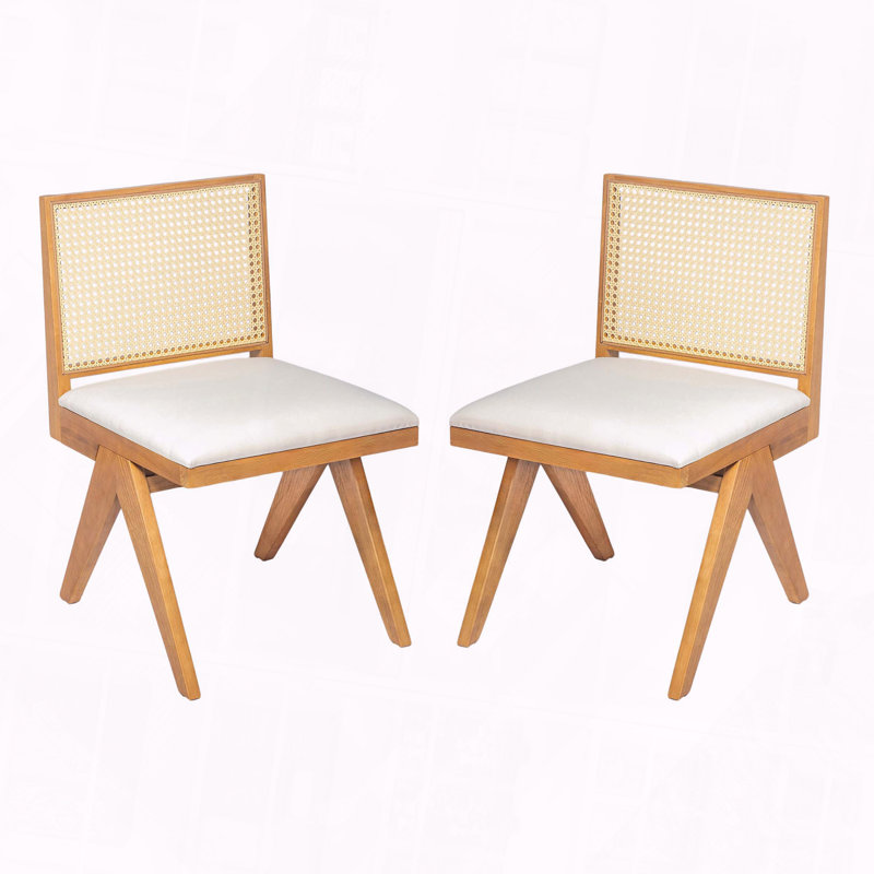 Chaise rembourrée Cane, Naturel, Beige