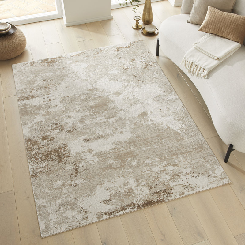 Abstract Beige Area Rug, Rectangle 120 x 180 cm