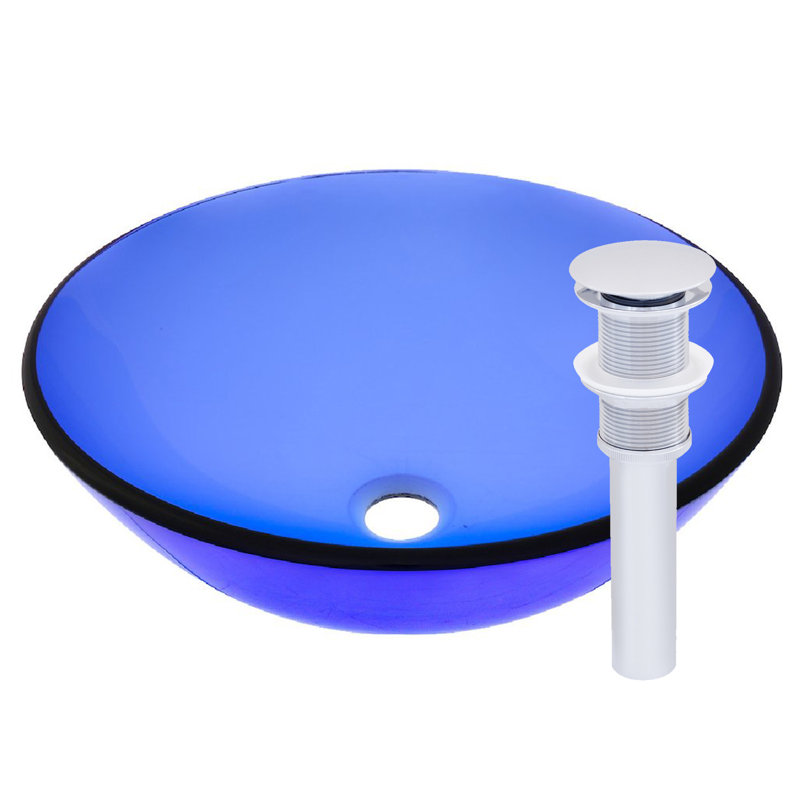 Novatto 16.5'' Glass Circular Bathroom Sink, Chrome