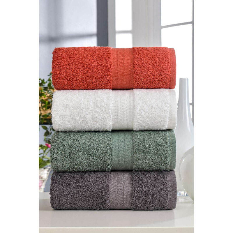 Premium Hand Towel Set (4 Pieces), 100% Cotton, 19.7 x 33.5 inches | Machine Washable at 104°F | Soft, Absorbent & Durable for Everyday Use, Perfect for Bathroom & Kitchen