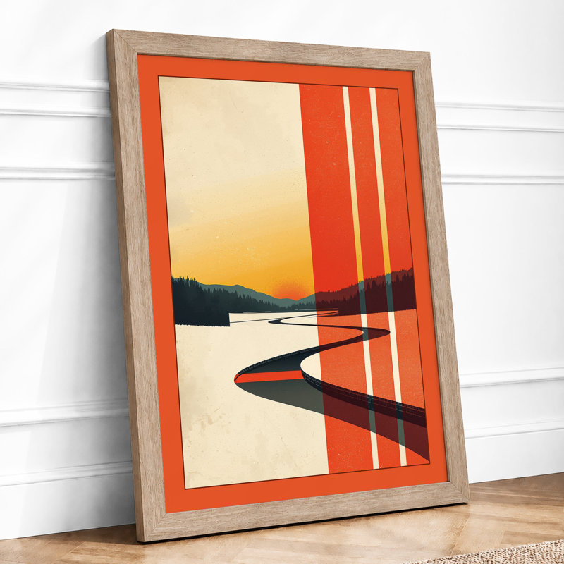 Horizon Divided Mid-Century - Framed Print, A2 - 59.4 x 42.0 cm, Oak
