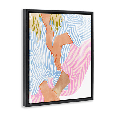 Woman in Pastel Stripes Floating Frame, design by Ziwei Li