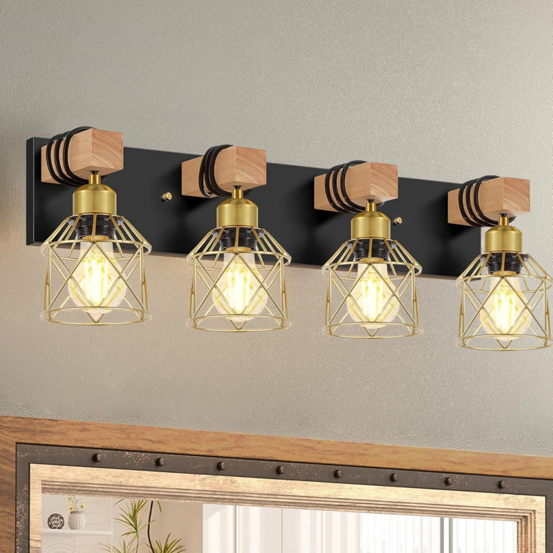 Dimmable Vanity Light, 4 Lights, Gold