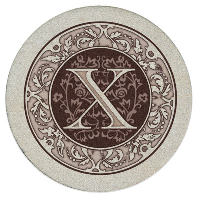 Ensemble de 4 sous-verres en grès naturel Lettre monogramme
