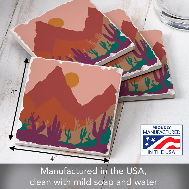 Stoneware Square 4 Piece Coaster Set