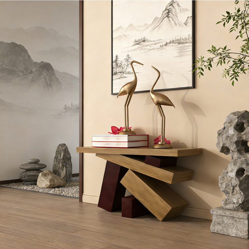 Console en bois massif de style américain, Brun / brun rougeâtre, H 31,5 po x l 78,7 po x P 17,7 po