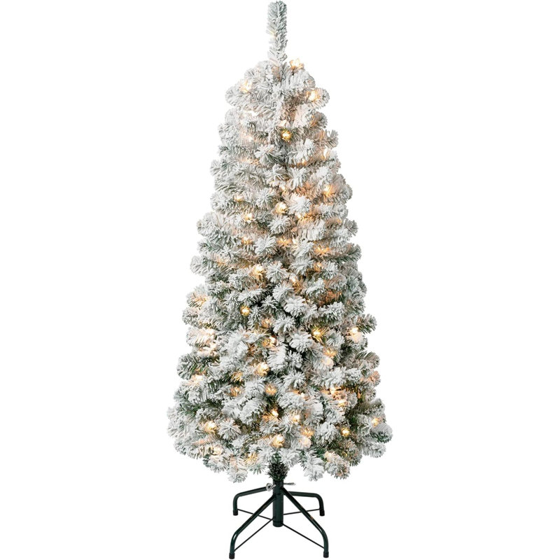 Arbre de Noël éclairé en acacia éclairé, lumières incandescentes transparentes, à brancher, 4,5 pi