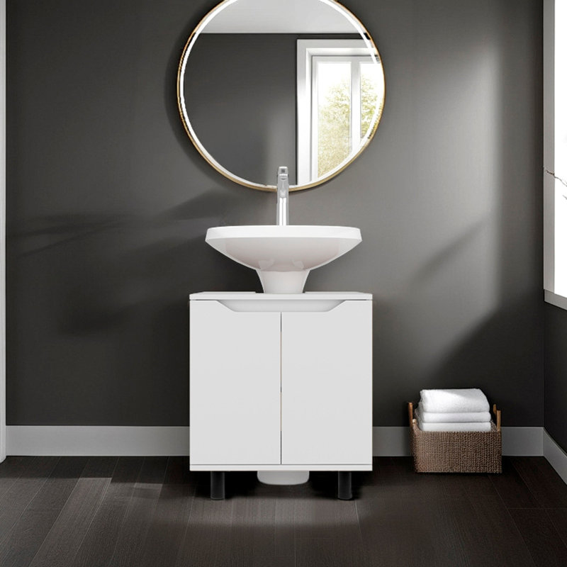 Meuble-lavabo blanc pour lavabo sur pied, Blanc