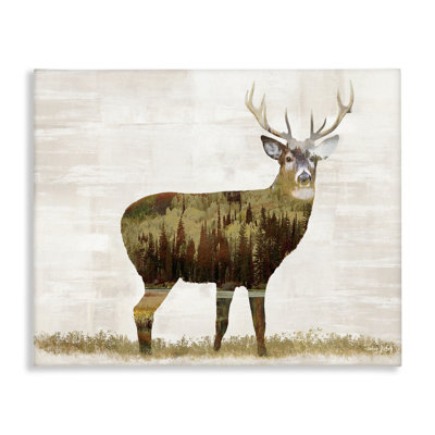Art mural sur toile de cerf, motif forêt