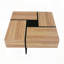 Table basse carrée extensible avec 4 compartiments de rangement cachés - brun et noir, 31,5 po