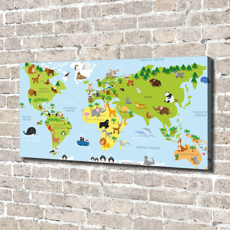 Map Of Animals - Wrapped Canvas Print