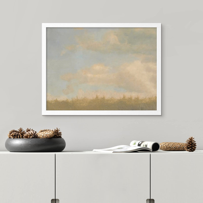 " Clouds Over Green Forest Field ", 11" H x 14" W, White