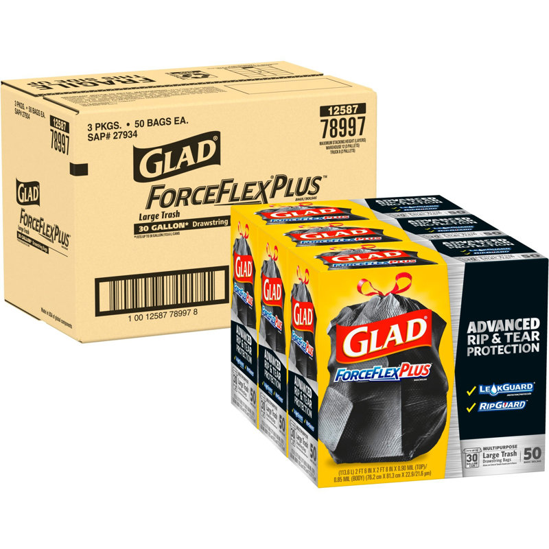 Polyethylene Plastic Trash Bags - 150 Count