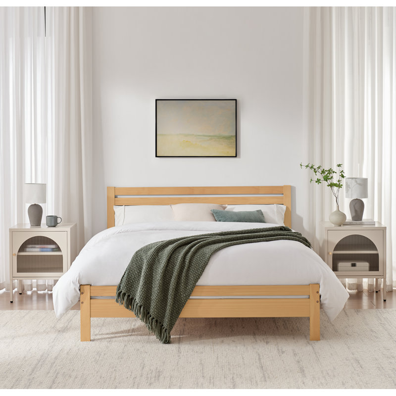 Aichele Solid Wood Bed, Kingsize (5'), Natural Oak