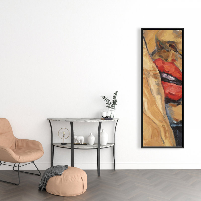 Toile encadrée brune figurative contemporaine