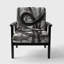 «Goulven - Peinture minimaliste en noir et blanc - Fauteuil rembourré d'appoint moderne