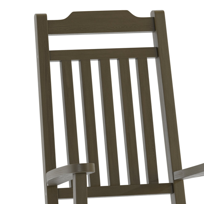 Chaise berçante pour l'extérieur en polyester et résine toutes saisons Neufmann, Acajou