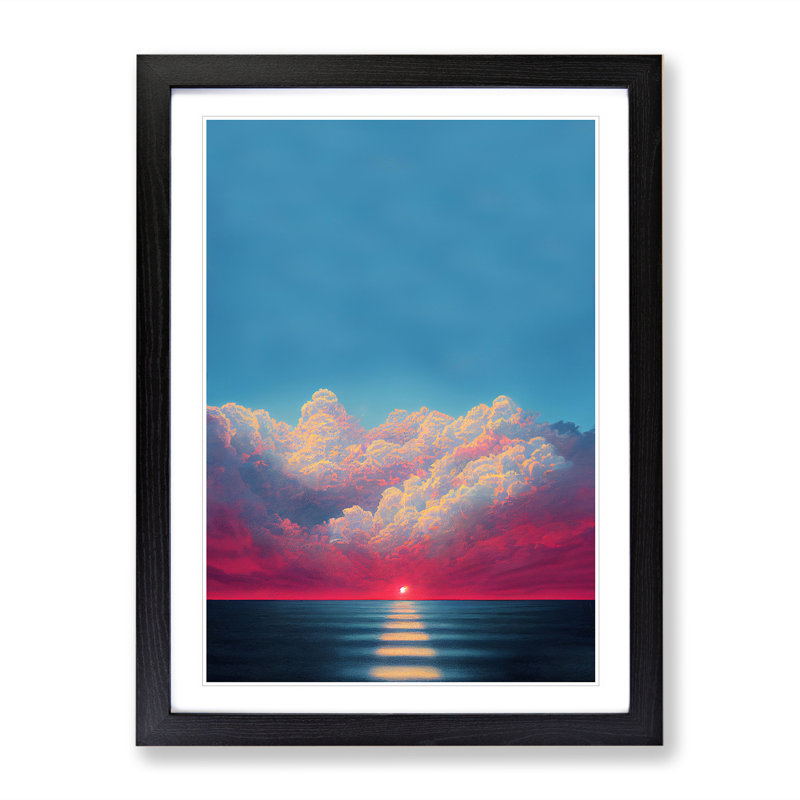 Tremendous Ocean Sunset - Single Picture Frame Print, Black Framed, 34cm H x 25cm W x 2cm D