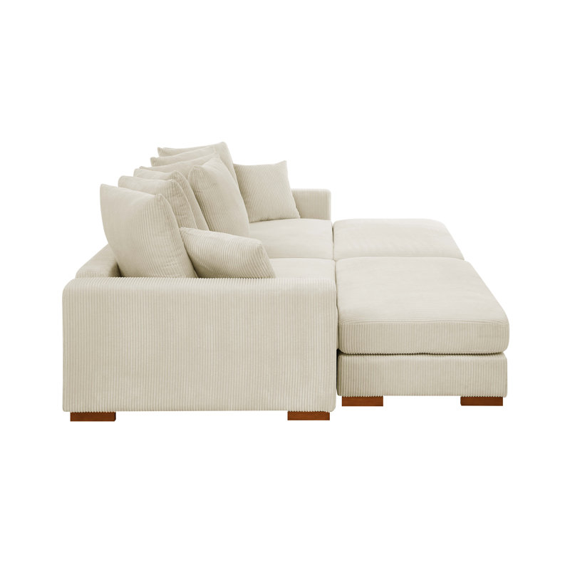 Emmakate Corduroy Sectional Symmetrical, Cream Corduroy