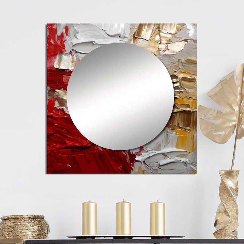 Mirnesa - Grand miroir carré abstrait pour décoration murale, 23 po x 23 po