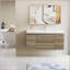 Meuble-lavabo flottant avec lavabo, meuble-lavabo mural moderne avec lavabo en résine et tiroirs à fermeture en douceur-544142056