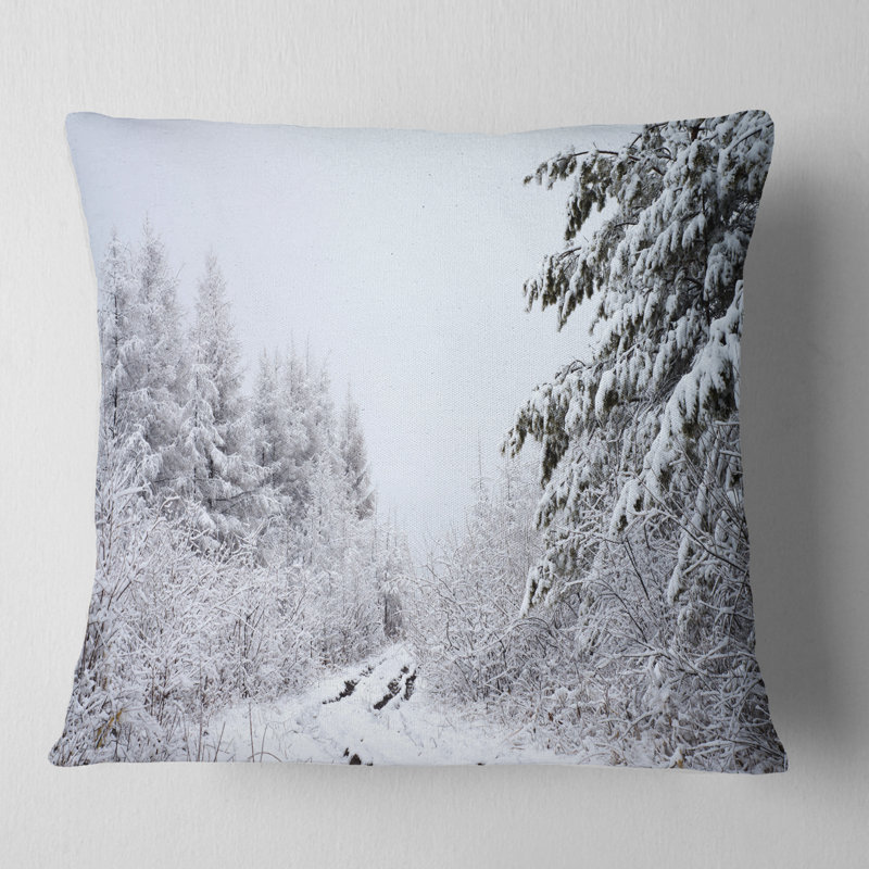 Oreiller en paysage de forêt frosted, 16 po x 1 po, Coussin décoratif