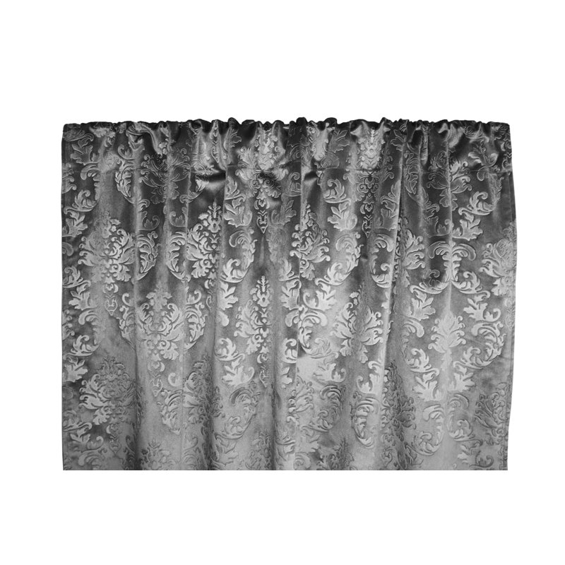 Velvet Damask Curtain Panel, 54" W x 96" L, Silver