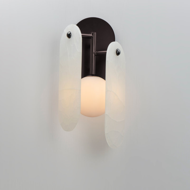 Megalith 1 - Light Armed Sconce, Brushed Bronze/White