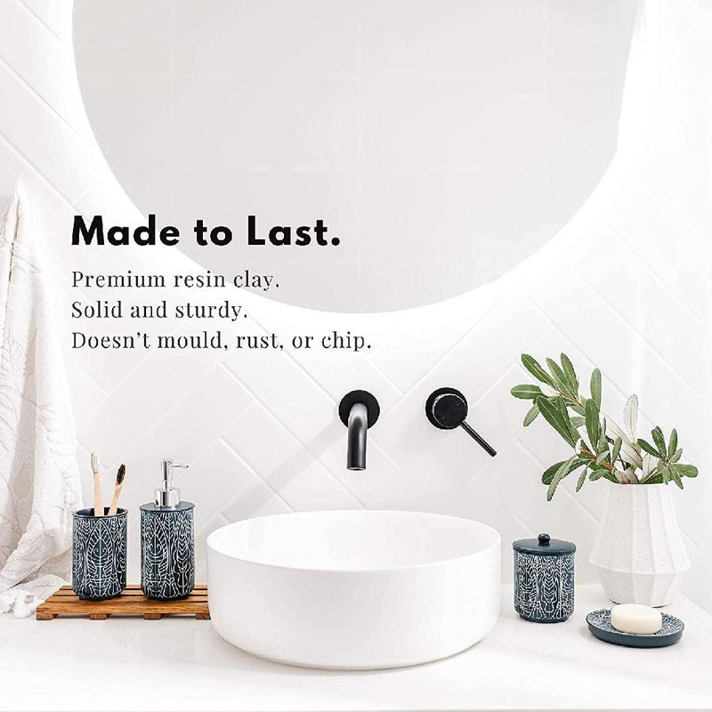 Navy Blue Ceramic Bathroom Accessory Set
