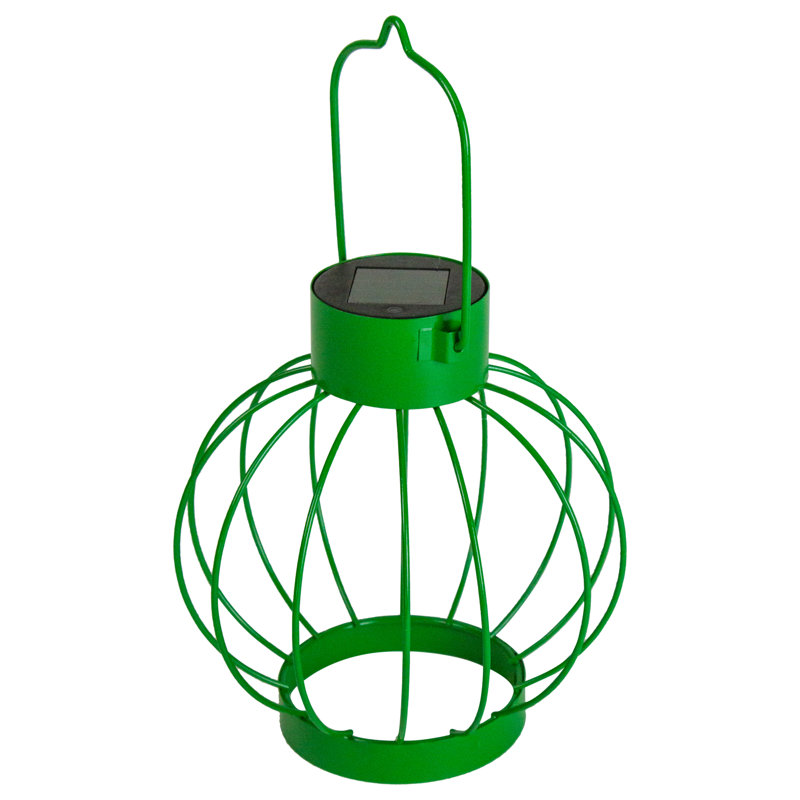 6.5" Green Metal Outdoor Hanging LED Solar Lantern