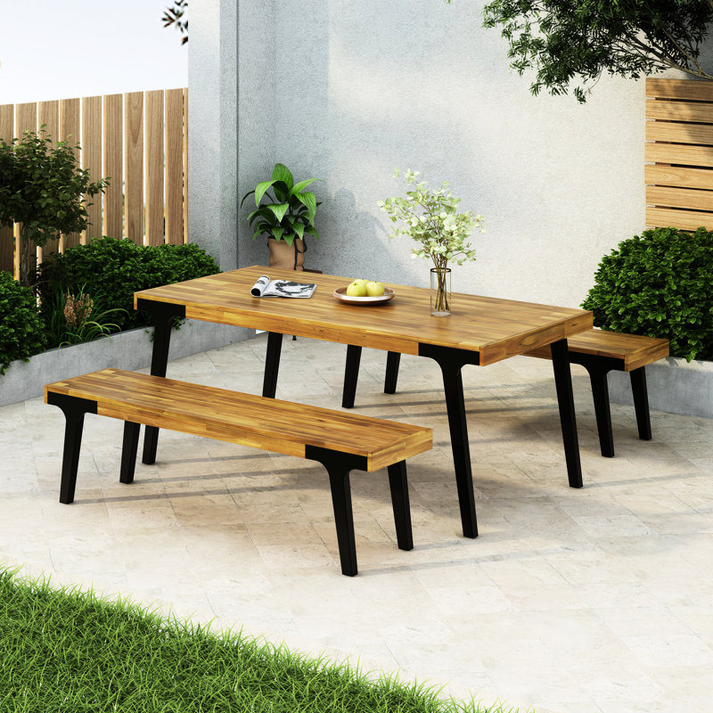 1 DINING TABLE+2 DINING BENCHES