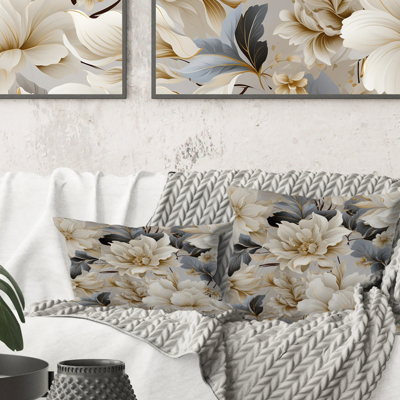 Urban Victorian Splendor Victorian Pattern VIII - Floral Printed Throw Pillow, 16"H x 16"W