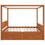 King Size Wooden Canopy Bed with Storage Drawers, Stylish Natural Finish-284187852-284187889