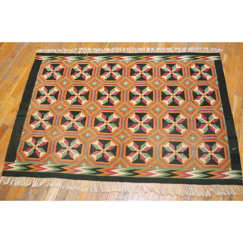 Antique Navajo Mexico Flat Weave Rug