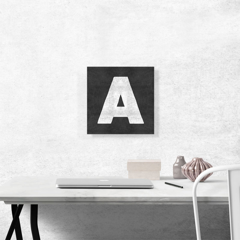 «Chalkboard Alphabet Lettre A», reproduction d'art textuel sur toile tendue, H 12 po x l 12 po x P 0,75 po