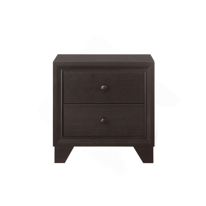 Table de chevet en bois avec 2 tiroirs au fini espresso