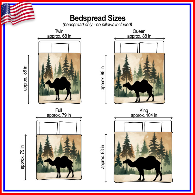 Camel In Forest Silhouette Bedding Camel Bedspread Animal, Twin