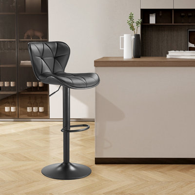 Tabourets de bar pivotants réglables rembourrés avec dossier, chaises de îlot de cuisine à hauteur de comptoir modernes pour îlot de cuisine, salle à manger, noir